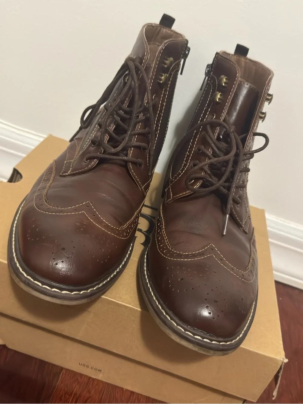 Sonoma Vitalize Ankle Boots Oxford Styled Chelsea Wingtip Men Brown Shoes 12 Med
